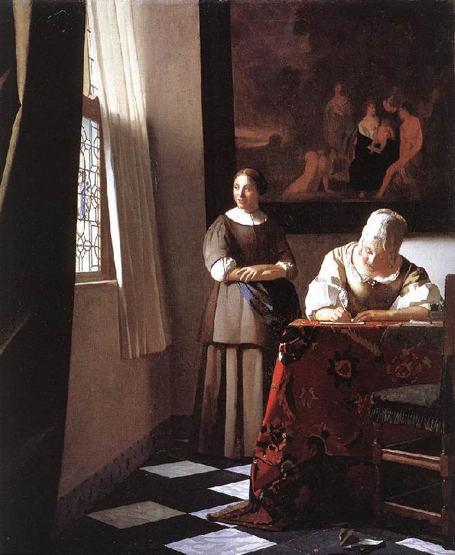 Jan Vermeer Lady Writing a Letter with Her Maid Germany oil painting art